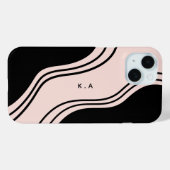 Moderne abstrakte Wellen Schwarz & Creme Case-Mate iPhone Hülle (Rückseite (Horizontal))