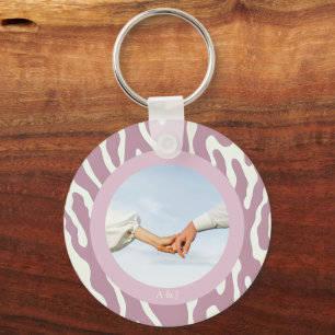 Moderne abstrakte wellenförmige Linien Muster Paar Schlüsselanhänger