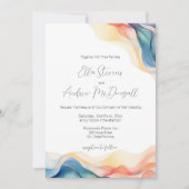 Moderne Abstrakte Wellenhochzeit Einladung (Vorderseite)