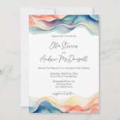 Moderne Abstrakte Wellenhochzeit Einladung (Vorderseite)
