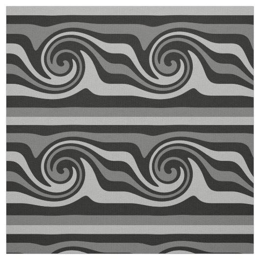 Moderne abstrakte Wellenmuster in Schwarz und Grau Stoff (Muster)