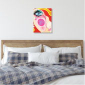 Moderne Abstrakte Whimsistische Gesichter Feine Ku Leinwanddruck (Insitu (Schlafzimmer))