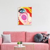 Moderne Abstrakte Whimsistische Gesichter Feine Ku Leinwanddruck (Insitu (Wohnzimmer))