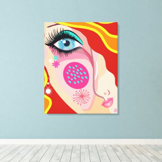 Moderne Abstrakte Whimsistische Gesichter Feine Ku Leinwanddruck (Insitu (Holzboden))