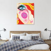 Moderne Abstrakte Whimsistische Gesichter Feine Ku Leinwanddruck (Insitu (Schlafzimmer))