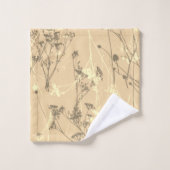 Moderne Abstrakte Wildblumen Creme Beige Badhandtuch Set (Waschlappen)