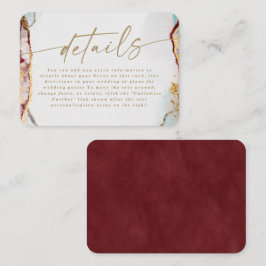 Moderne Abstrakte Wine Red & Gold Hochzeiten Detai Begleitkarte