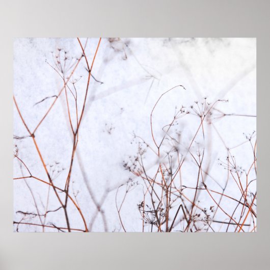 Moderne Abstrakte Winter-Wildblumen im Schnee Poster (Vorne)