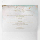 Moderne Abstrakte Winterhochzeit in Rot und Gold Dreifach Gefaltete Einladung (Innen Erste Seite)