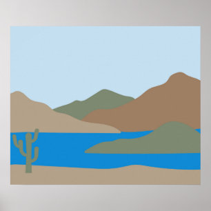Moderne Abstrakte Wüsten-Ozean-Strand-Landschaft M Poster