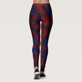 MODERNE abstrakte Zeichnungen in Rose-Rot-Blau-Mos Leggings (Rückseite)