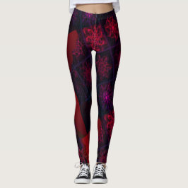 MODERNE abstrakte Zeichnungen in Rose-rotes Mosaik Leggings