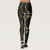 MODERNE abstrakte Zeichnungen in Schwarz-Gold-Mosa Leggings (Rückseite)