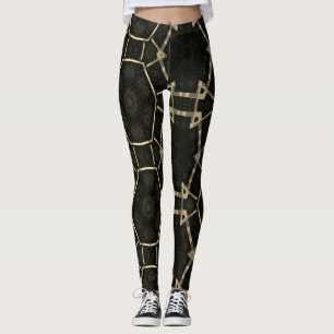 MODERNE abstrakte Zeichnungen in Schwarz-Gold-Mosa Leggings