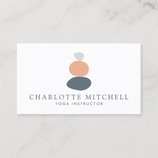 Moderne Abstrakte Zen-Steine Peach Logo Life Coach Visitenkarte (Vorderseite)