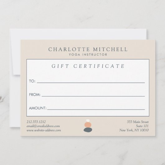 Moderne Abstrakte Zen-Steine-Pfirsich/Blue-Gift-Ka Mitteilungskarte (Rückseite)