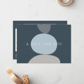 Moderne Abstrakte Zen Stones Blue Logo Geschenkkar Mitteilungskarte (Vorderseite/Rückseite Beispiel)