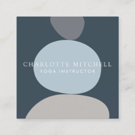 Moderne Abstrakte Zen Stones Blue Logo Yoga, Massa Quadratische Visitenkarte