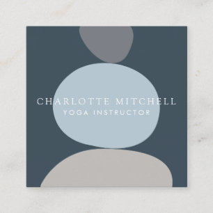 Moderne Abstrakte Zen Stones Blue Logo Yoga, Massa Quadratische Visitenkarte