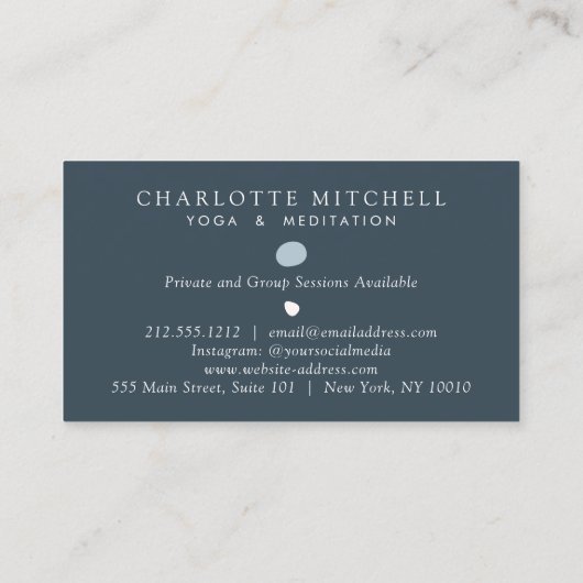 Moderne Abstrakte Zen Stones Blue Logo Yoga, Massa Visitenkarte (Rückseite)