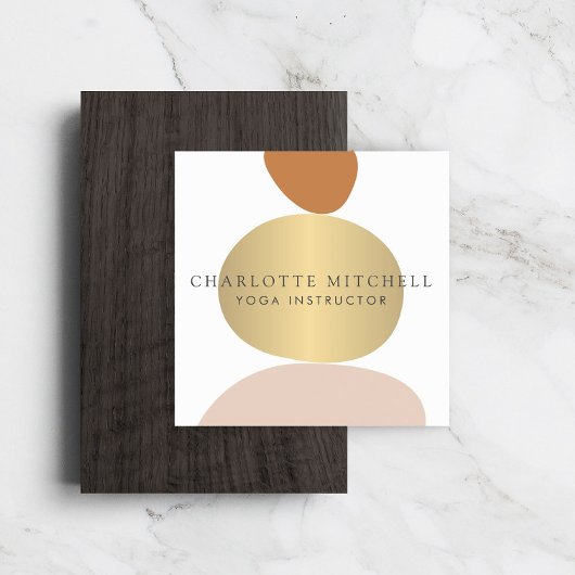 Moderne Abstrakte Zen Stones Gold Logo Yoga, Massa Quadratische Visitenkarte