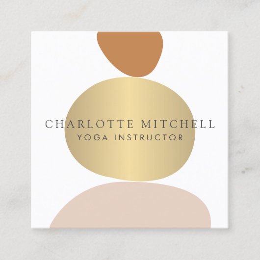 Moderne Abstrakte Zen Stones Gold Logo Yoga, Massa Quadratische Visitenkarte (Vorderseite)