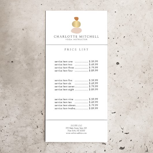 Moderne Abstrakte Zen Stones Gold Logo Yoga, Massa Werbekarte