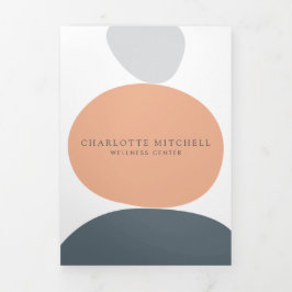 Moderne Abstrakte Zen Stones Peach Wellness Brosch Dreifach Gefaltete Karte