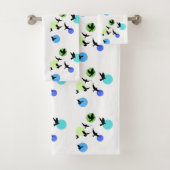 Moderne abstraktes Vogel-Muster-Badehandtuch-Set Badhandtuch Set (Insitu)