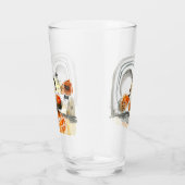 Moderne Abstraktion Niedliches Muster Orangendoodl Glas (Rechts)