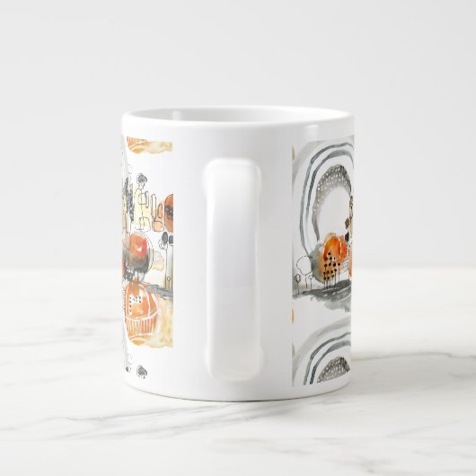 Moderne Abstraktion Niedliches Muster Orangendoodl Jumbo-Tasse (Rückseite)