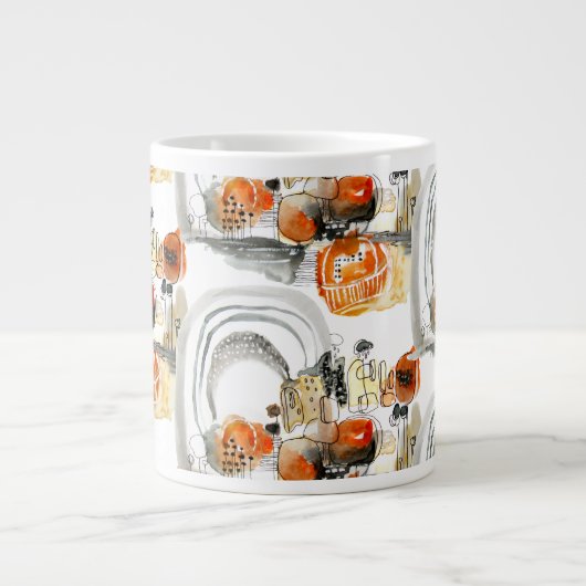 Moderne Abstraktion Niedliches Muster Orangendoodl Jumbo-Tasse (Vorderseite)