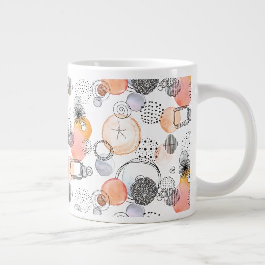 Moderne Abstraktion Niedliches Muster rosa Doodle Jumbo-Tasse (Rechts)