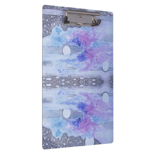 Moderne Abstraktion Schwarz und Blau Klemmbrett (Rechts)