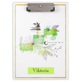 Moderne Abstraktion Schwarz und Grün Klemmbrett (Vorderseite)