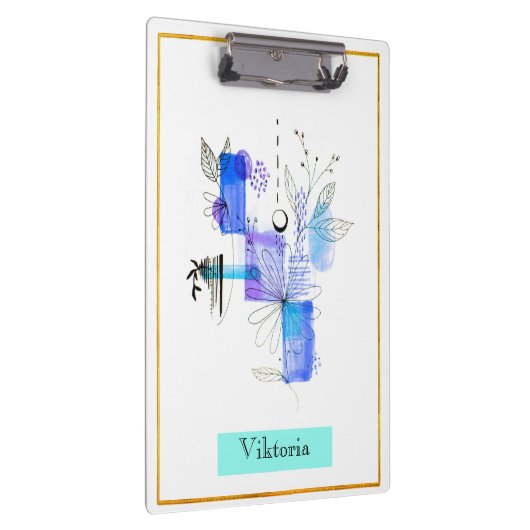 Moderne Abstraktion Schwarz und Navy Blau Klemmbrett (Rechts)