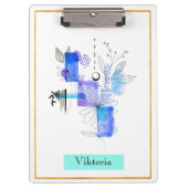 Moderne Abstraktion Schwarz und Navy Blau Klemmbrett (Vorderseite)