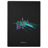 Moderne Abstraktion Schwarze farbige Stadt Klemmbrett (Rückseite)