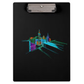 Moderne Abstraktion Schwarze farbige Stadt Klemmbrett (Vorderseite)