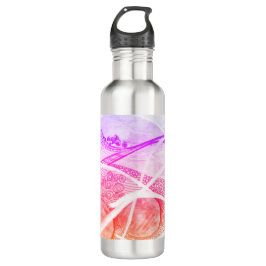 Moderne Abstraktionsräume Schwarz und Rosa Edelstahlflasche