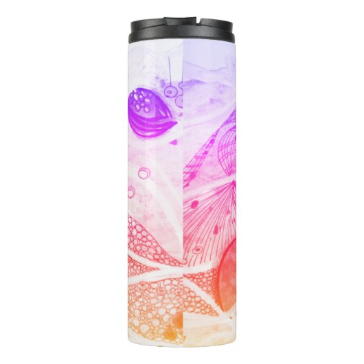 Moderne Abstraktionsräume Schwarz und Rosa Thermosbecher (Rückseite)