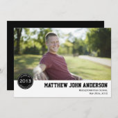 Moderne Abzeichen-Foto-Abschluss-Einladung - Einladung (Vorne/Hinten)