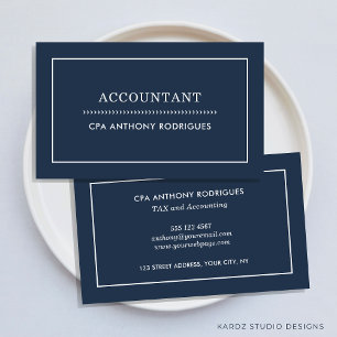 Moderne Accountant Navy Blue Business Card Visitenkarte