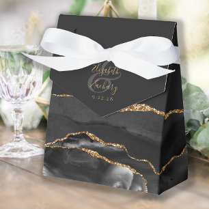 Moderne Achat-Geode Schwarz Gold Geschenkschachtel