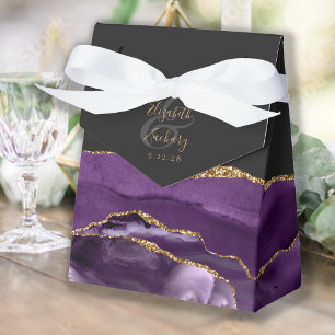Moderne Achat-Geode Violett Gold Dunkel Geschenkschachtel