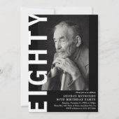 Moderne ACHTUNG Foto 80. Geburtstagsparty Einladung (Vorderseite)