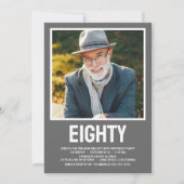 Moderne ACHTUNG Foto 80. Geburtstagsparty Einladung (Vorderseite)