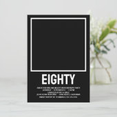Moderne ACHTUNG Foto 80. Geburtstagsparty Einladung (Stehend Vorderseite)