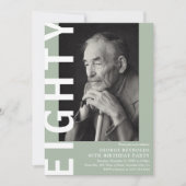 Moderne ACHTUNG Foto 80. Geburtstagsparty Einladung (Vorderseite)