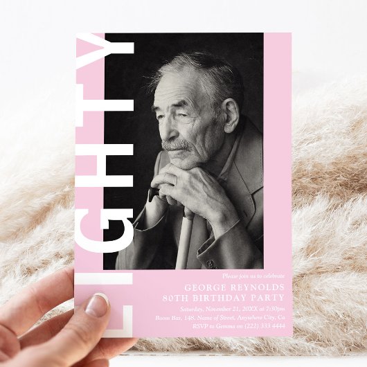 Moderne ACHTUNG Foto 80. Geburtstagsparty Einladung